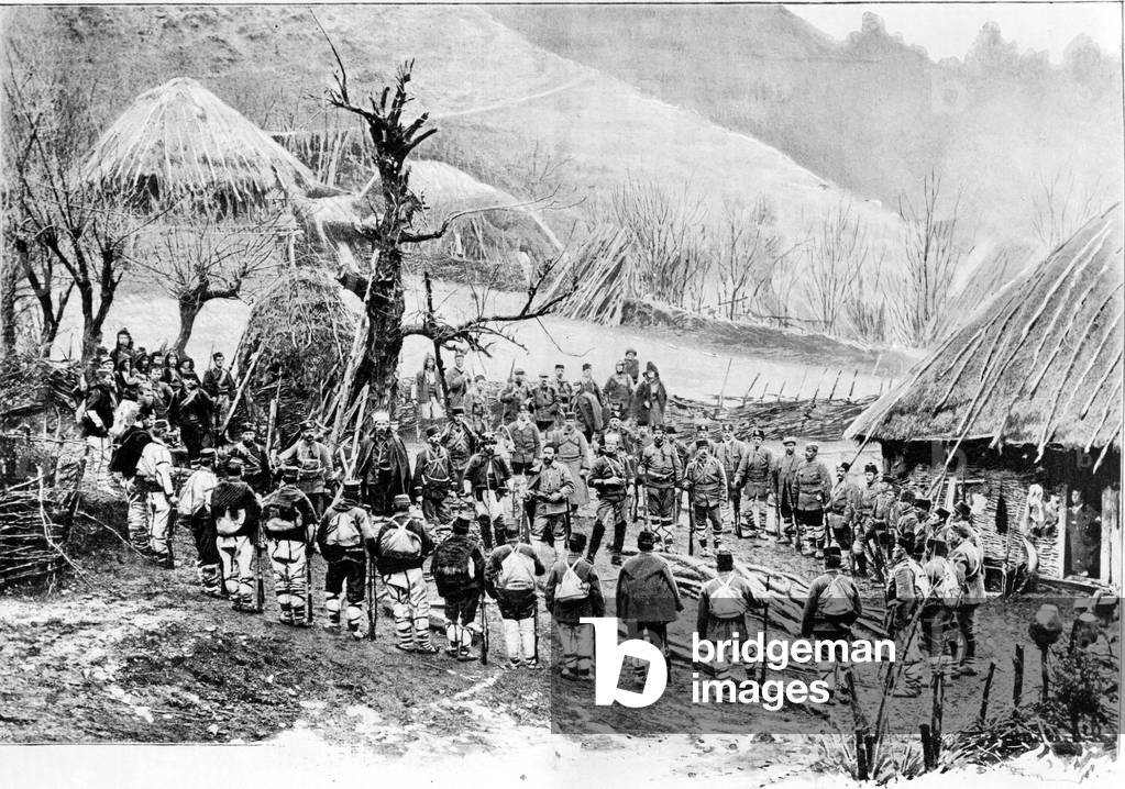 the Saint Elie uprising in Macedonia august-november 1903 (macedonian uprising against turkish occupying forces) : macedonian leaders preparing their troops before the assault