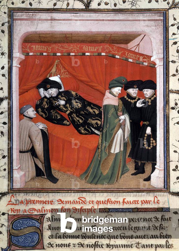 French king Charles VI (1368-1422) listening to Jean Salmon kneeling, 1409 (illumination