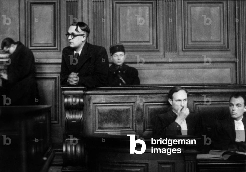 Trial of Robert Brasillach, January 1945 (b/w photo)