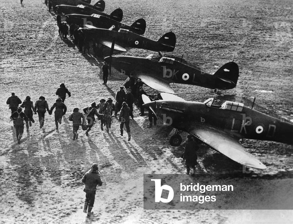 Canadian pilots with their Hawker Hurricanes. England, during the second world war