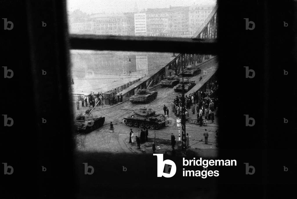 Soviet tanks in Budapest (Hungary) called to restore order and suppress revolt october 22, 1956