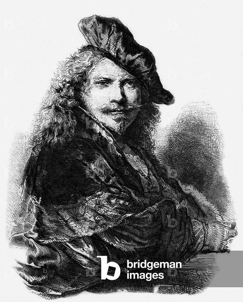 Rembrandt van Rijn (1606-1669) Dutch painter, self-portrait, engraving, 1639