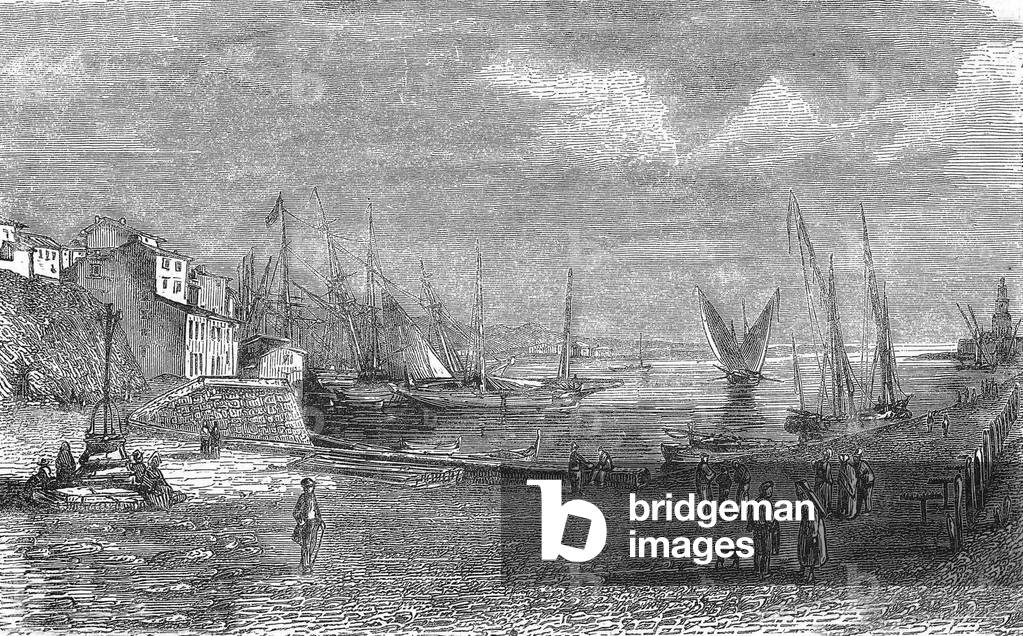 View of Sete, south of France, engraving, 19th century