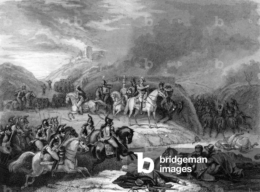 Spanish independence war : Ocana battle on november 19, 1809 (French victory against the Spanish), engraving by Francois