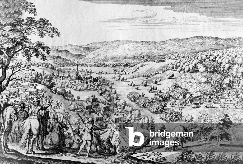 Thirty Years' War (1618-1648) : on october 4, 1636 : swedish general Johan Baner defeating imperial army in Wittstock (Germany), engraving