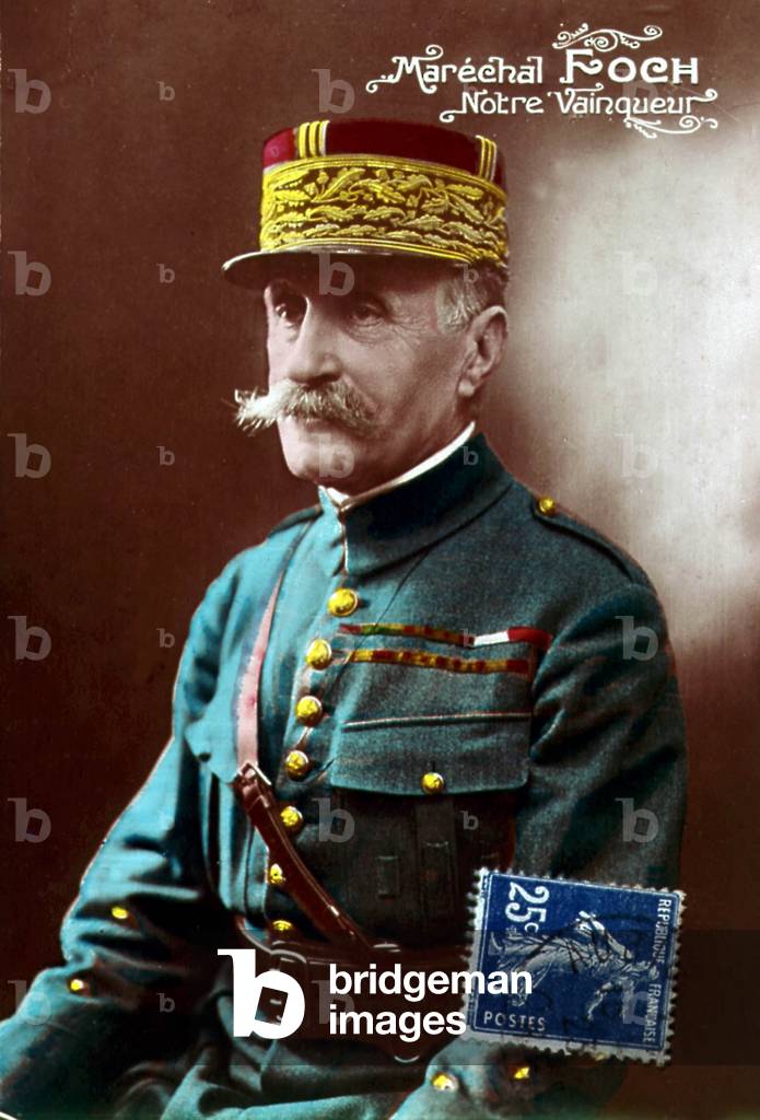 Marechal Ferdinand Foch (1851-1929), Division general in the frecnh army then ordering armees Alliees in North, head of general staff of the French army and generalissimo of the troops Alliees in March 1918, he obtains the rank of marechal in 1918, postcard