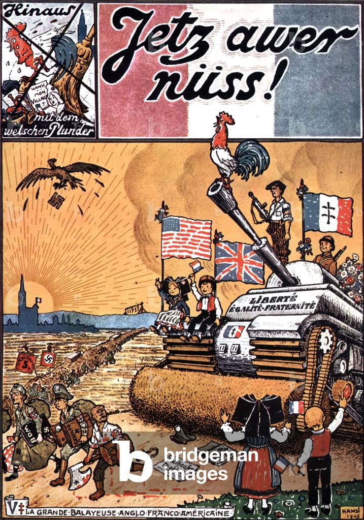 Poster from Hansi depicted progression of allied Forces in Alsace with 