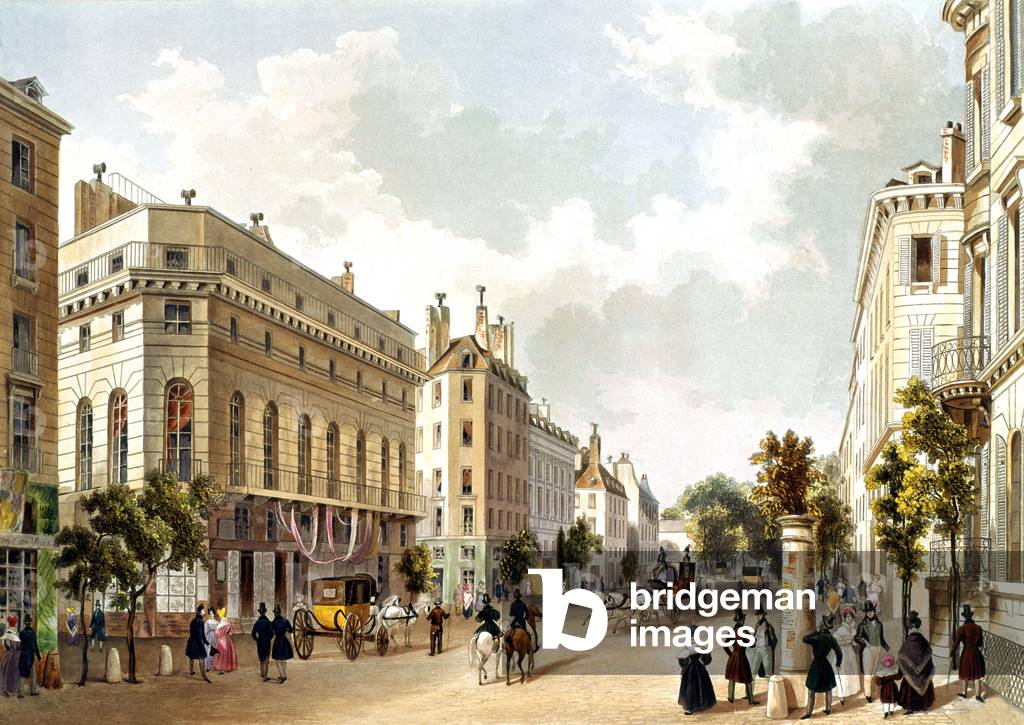 boulevard des Italiens in Paris c. 1840, contemporary engraving by Salathe after Giliot