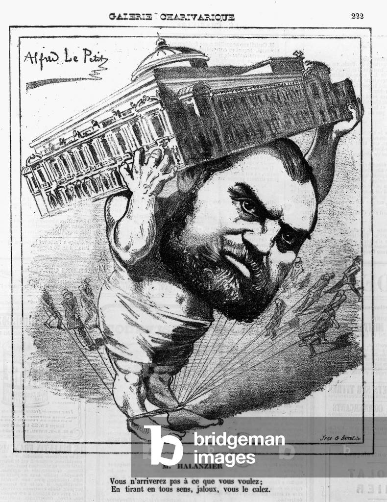 Cartoon by Alfred le Petit of Mr Halanzier, president of the opera, from paper 