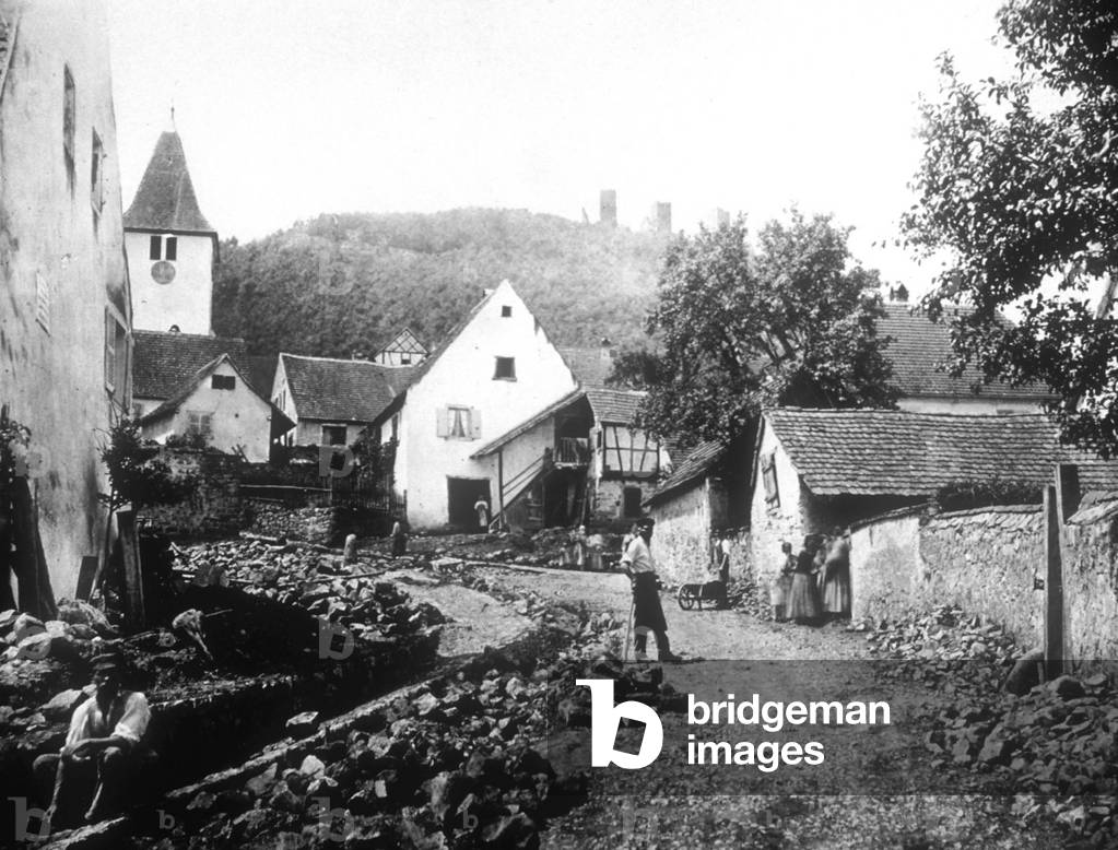 Generale View of a street of the village of Eckert in Alsace in 1874