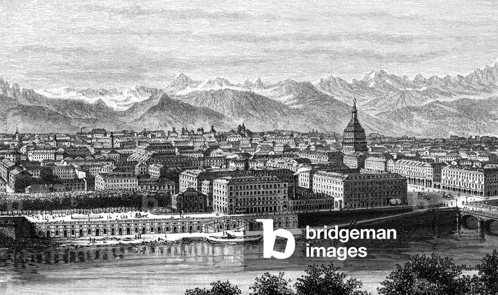 View of Turin in 1898, engraving