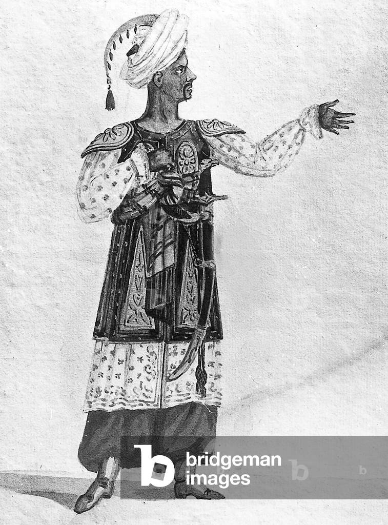 Mr Joanny as Othello in WilliamShakespeare's play, watercolor of the 17th century