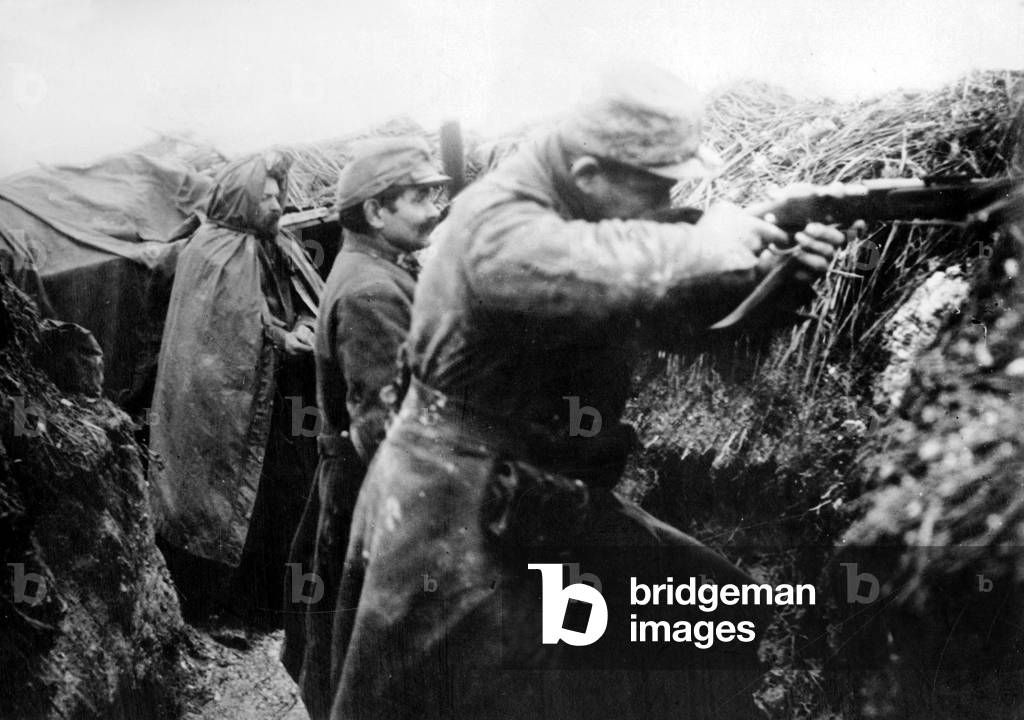 soldiers in the trenches during the ennemy assault in Argonne France 1914-1915 during the great war
