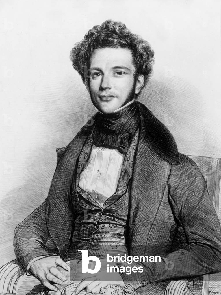 Henri Herz (1803-1888) austrian pianiste, founder of a shool of piano and music theatre in Paris, engraving after Deveria