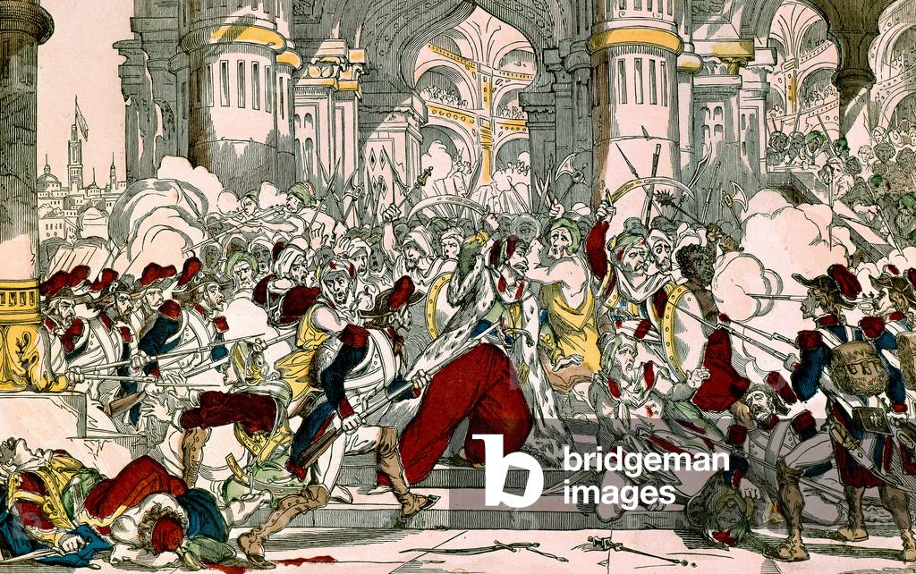 Egyptian campaign (1798-1801) : revolt in cairo on october 21, 1798, engraving