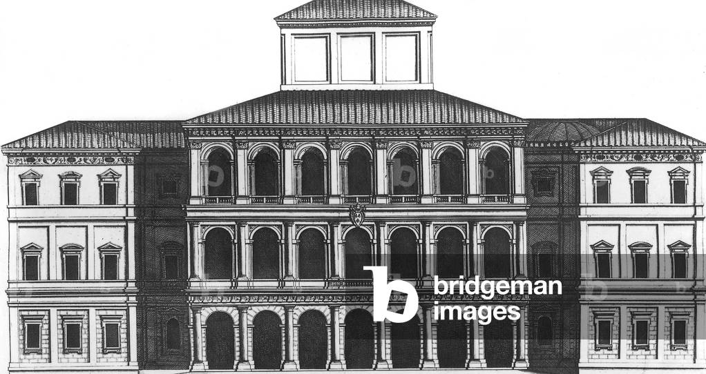 Barberini palace in Rome , begun by Maderno in 1625 for pope Urban VIII, drawing 1630