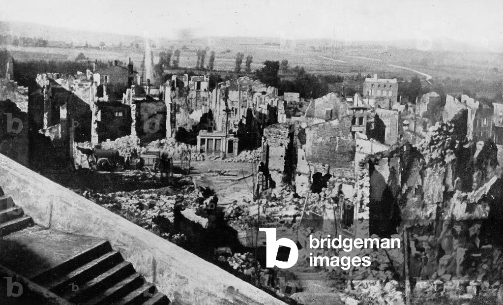 Ruins in Clermont en Argonne (Meuse, Lorraine, France) after bombings, ww1