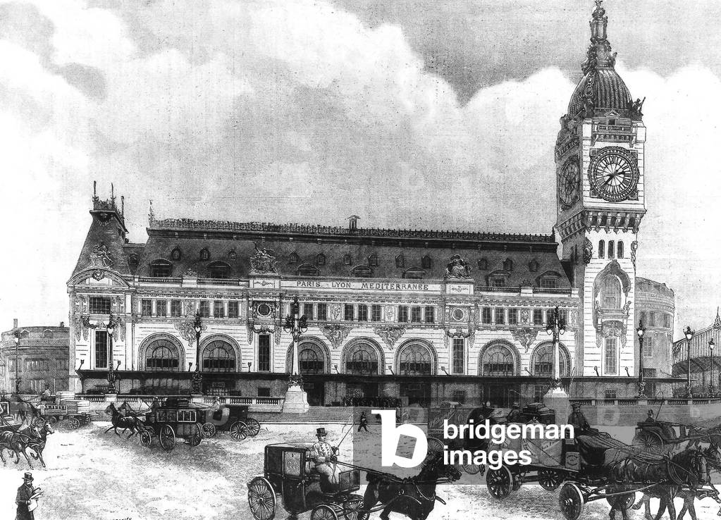 Lyon station in Paris, engraving, c. 1880