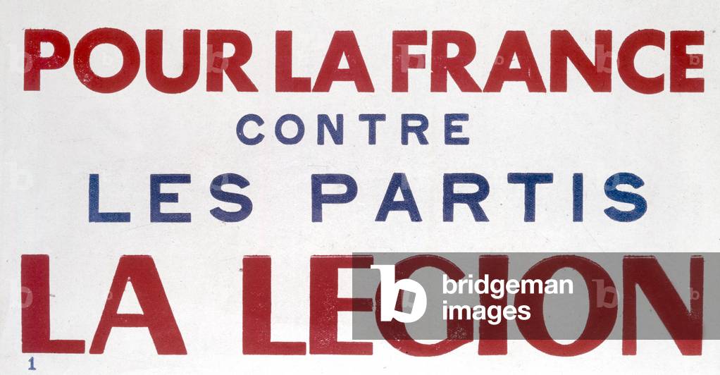 French propaganda poster of Vichy government for Legion against parties, c. 1941