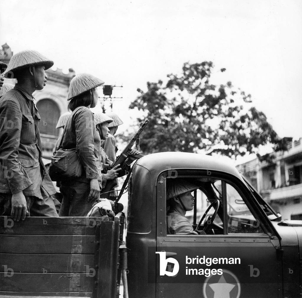 Vietnamese soldiers on a truck in Haiphong (north Vietnam) 1954