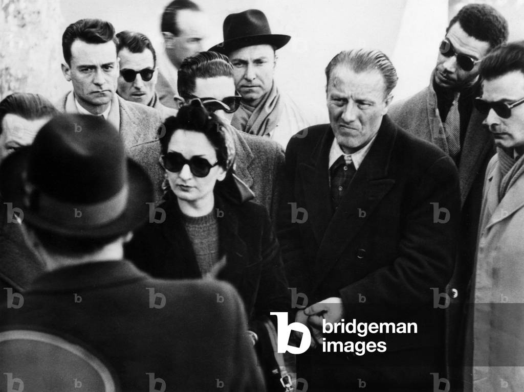 Affair Abel Danos (1904-1952) French gangster : here wth his wife Helene Malta during reconstruction in Menton (his accomplice was kiled in 1948 during a gunfire in Mentonn, France)