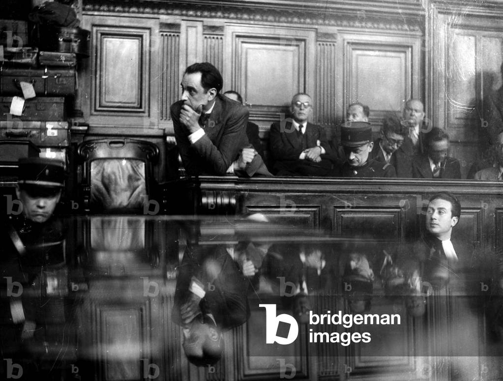 Trial of doctor Marcel Petiot (serial killer) march 1946 : Marcel Petiot in the dock