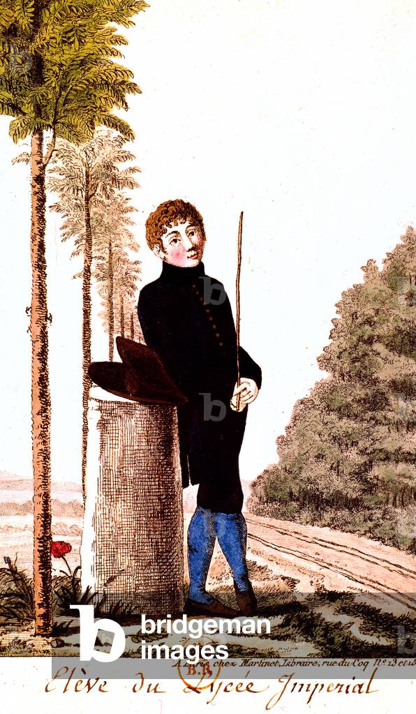 Pupil of the Napoleon secondary school in Paris, engraving, c. 1810