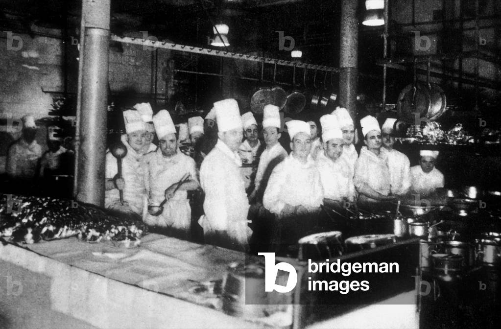 Photography of the group of chef of the hotel Ritz in Paris c. 1955