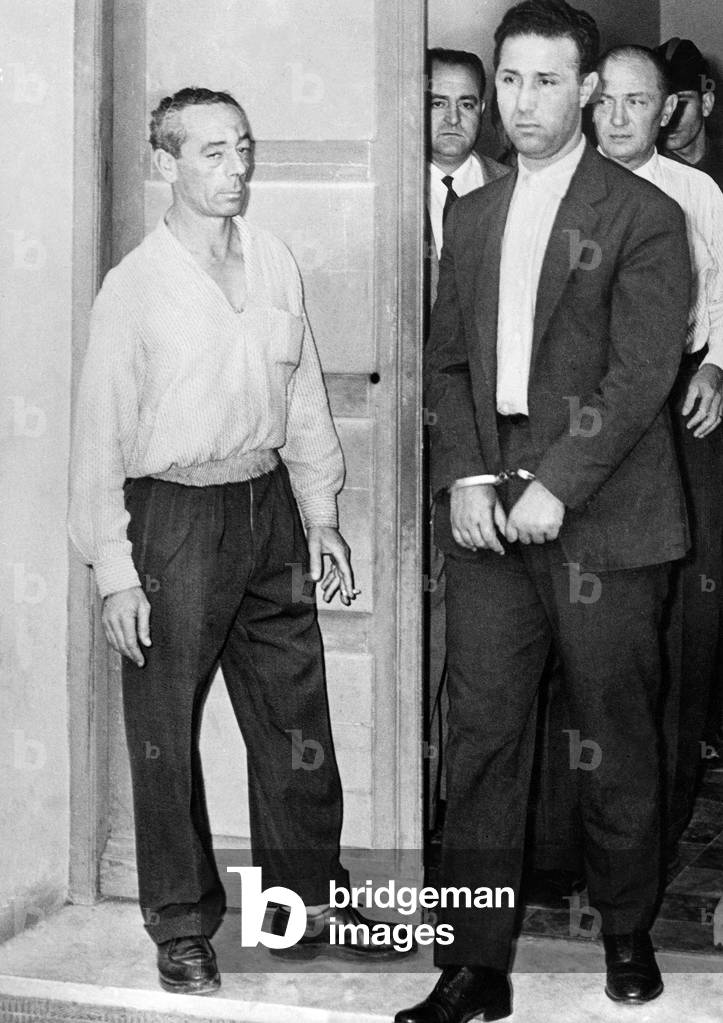Arrest of heads of Algerian National Front (FLN) on october 22, 1956 in Algiers during Algeria war (they remained prisoners until march 1962) : Ahmed Ben Bella