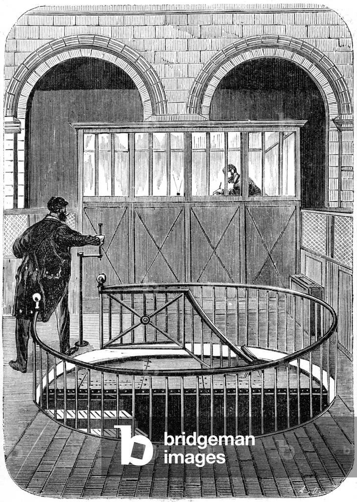 cellars of the bank of France, engraving, 19th century