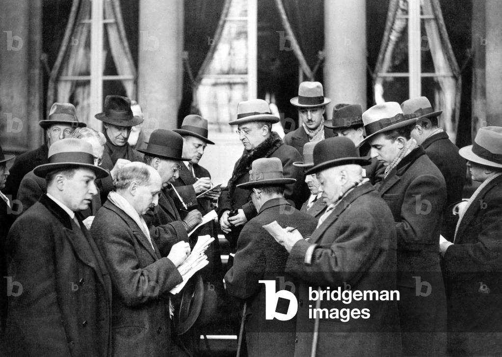 Andre Tardieu (1876-1945) answered by the journalists after his nomination at the post of President of the Council, February 19, 1932. He occupies this post until May 10, 1932