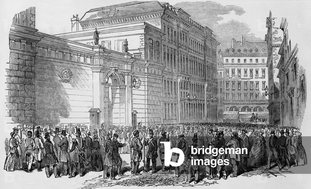View of the Bank of France in Paris, illustration from paper 
