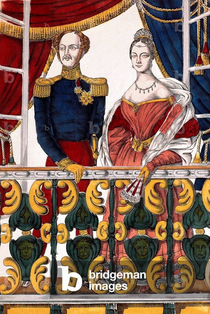 Ferdinand Philippe Louis duke of Orleans prince of France (1810-1842) and his wife princess Helene of Mecklembourg-Schwerin (1814-1858) wedding may 30, 1837 , engraving