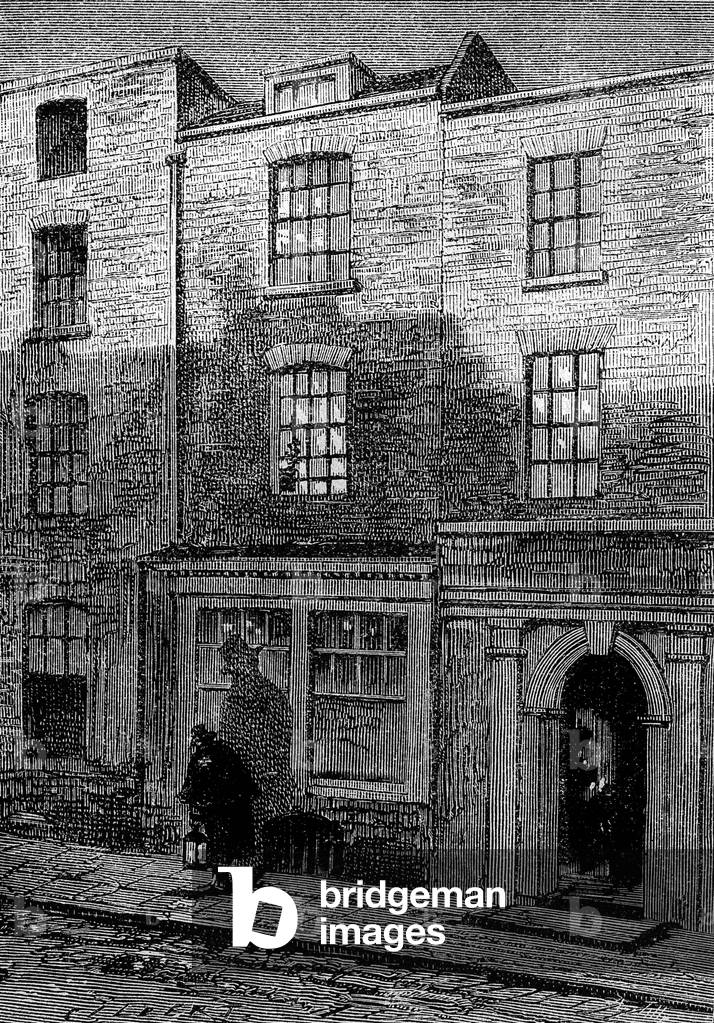 Natal house of english painter Joseph Mallord William Turner (1775-1851) in London, engraving after drawing by Gilbert, 1852