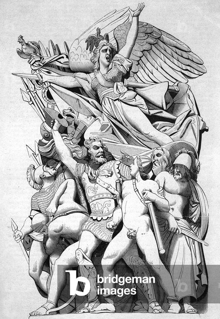 La Marseillaise or departure of Volunteers in 1792, engraving after sculpture by Francois Rude on the pillar of the Arc de Triomphe in Paris (1833-1836)