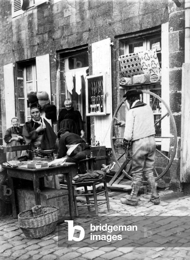 Guemene-su-Scorff in Brittany, France c. 1920 : haberdasher's shop