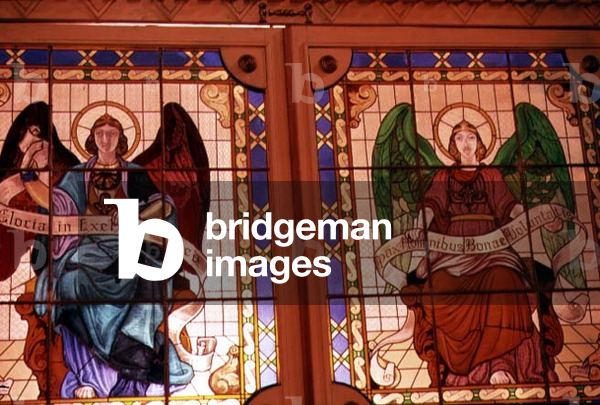 Two angels of the Annunciation, from the cathedral door, 19th century (stained glass)