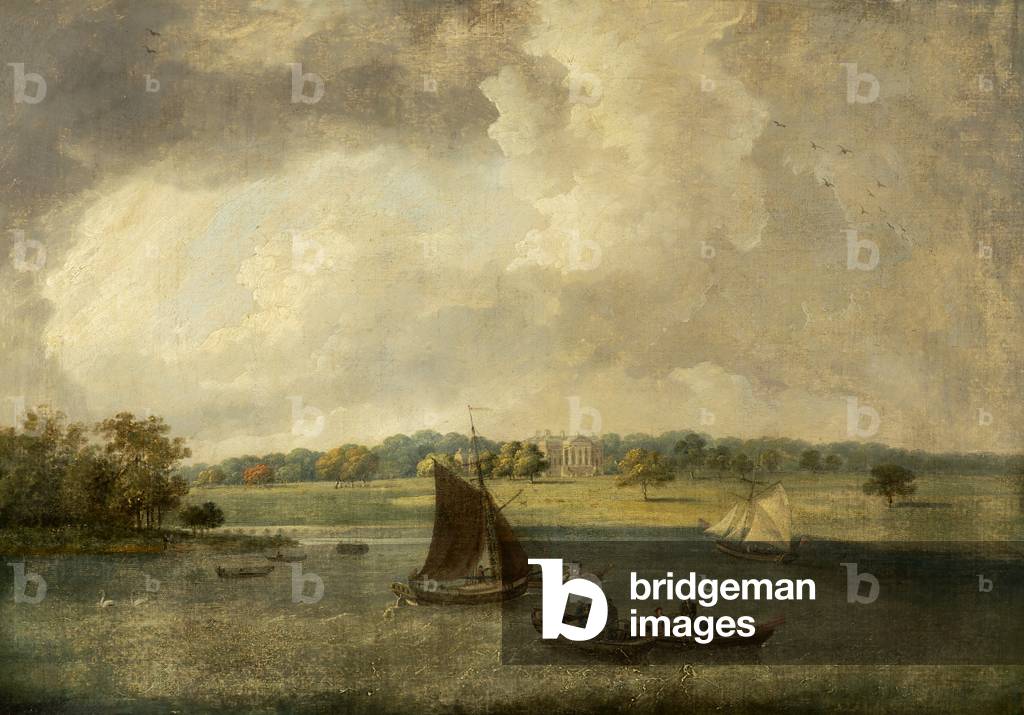 Tabley House from across the Mere, Cheshire, 1800-50 (oil on canvas)