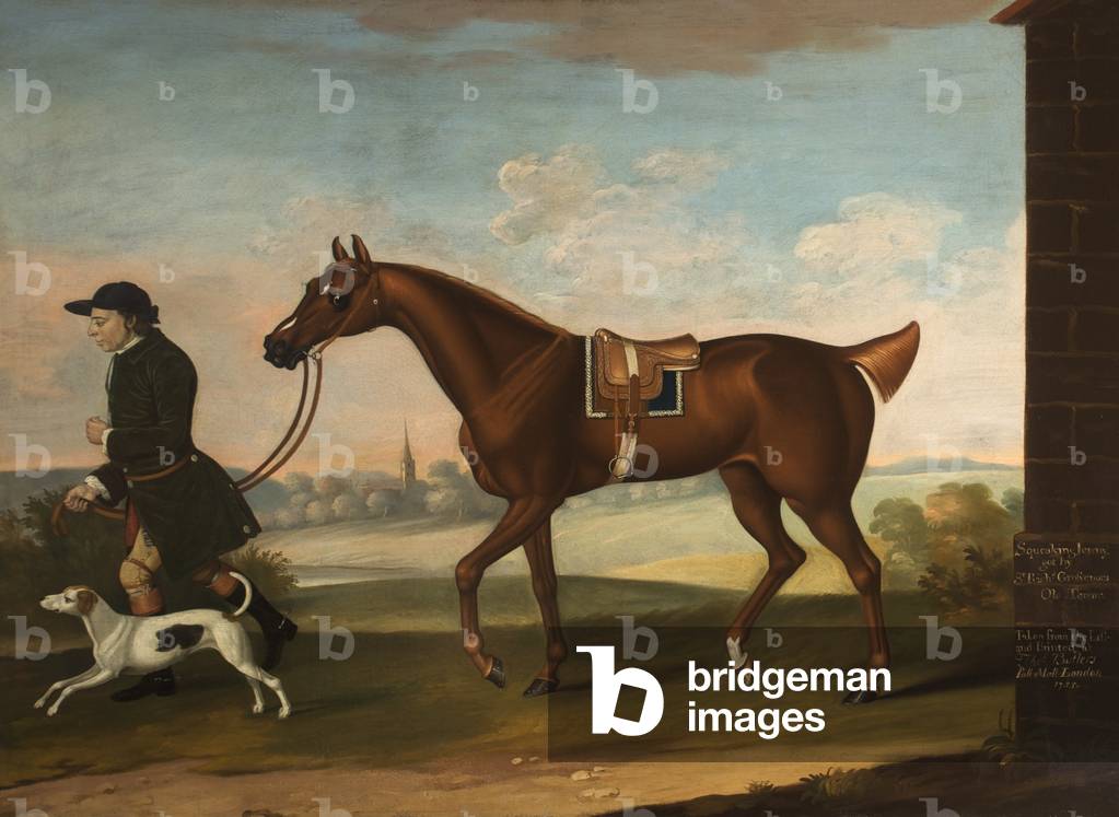 'Squeaking Jenni' Got by Sir Richard Grosvenor's 'Old Terror' with Sir P. B. Leicester's Groom and Hound, 1755 (oil on canvas)