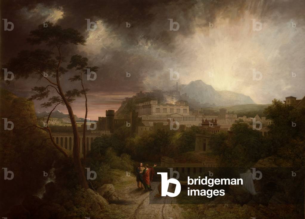 Christ Appearing to Mary Magdalen with a View of Jerusalem beyond at the Time of the Crucifixion (oil on canvas)
