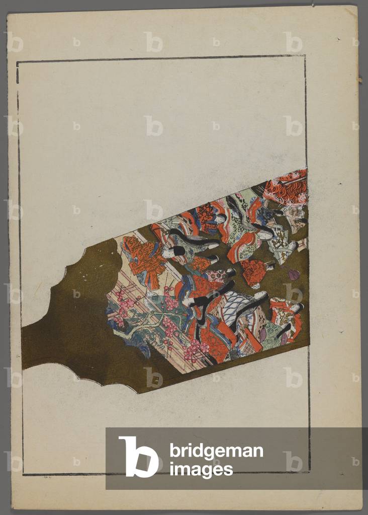 Japanese toys, from Unai no tomo (A Child's Friends) by Shimizu Seifu, 1891-1923. Hanetsuki paddle with garden scene.
