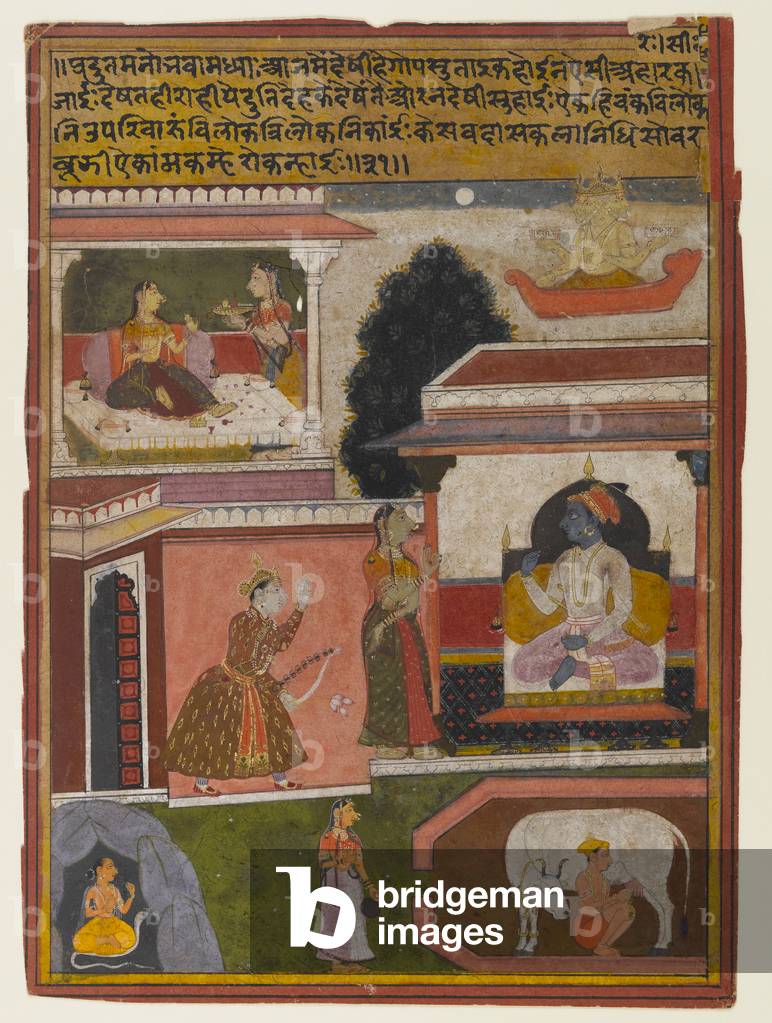 The Heroine Whose Desires are Apparent, Page from a Rasikapriya Series, c.1660-1690 (opaque w/c & gold on paper)