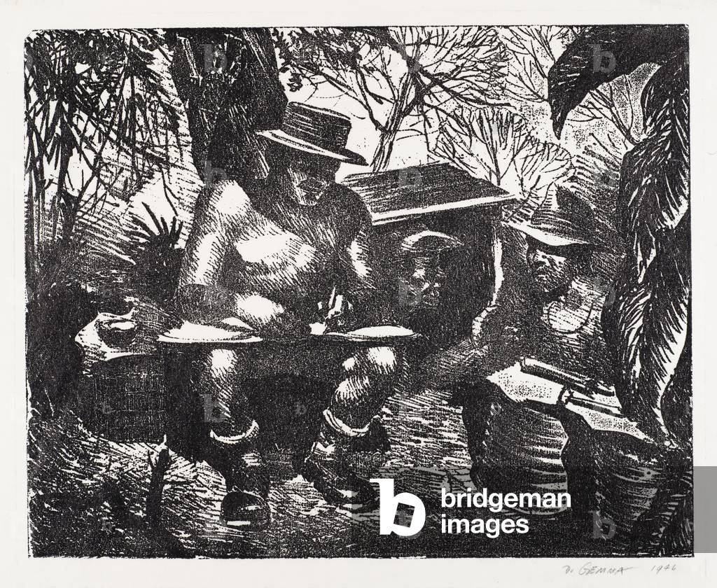 In the Burma Jungles, 1946 (etching on wove paper)