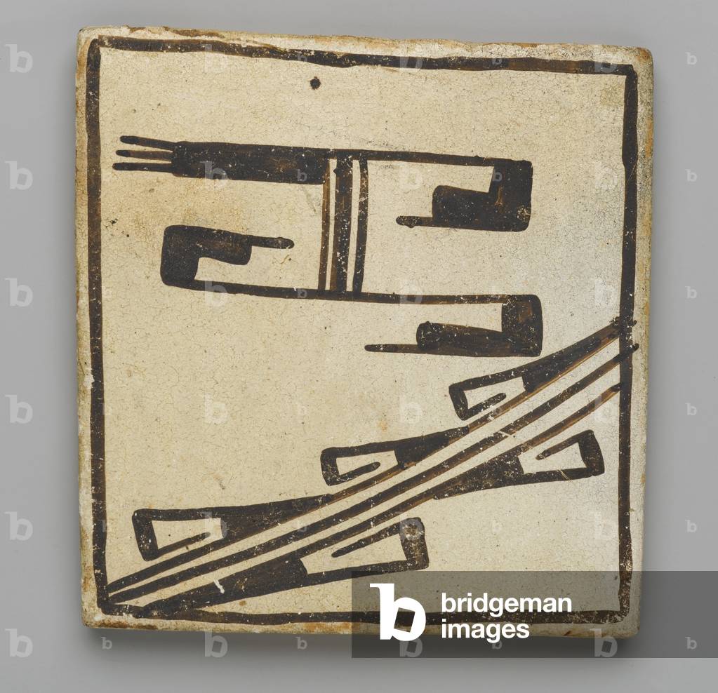 Tile, made in Mesa, Arizona by the Hopi People (clay and slip)