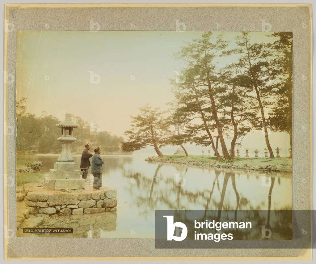 View of Miyajima, Japan (hand-coloured b/w photo)