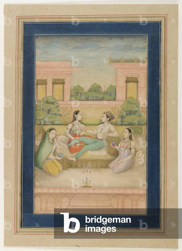 A Prince and his Consort on a Terrace, c.1800 (opaque w/c on paper)