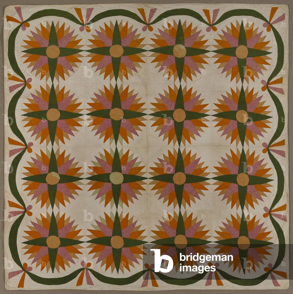 Mariner's Compass Quilt, c.1850 (cotton)