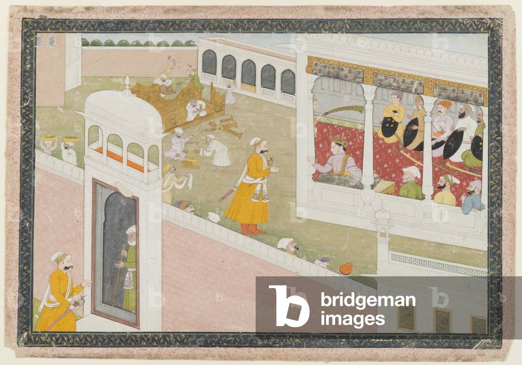 Leaf from a Dispersed Hamir Hath Series, 1800-1810 (opaque w/c & gold on paper)