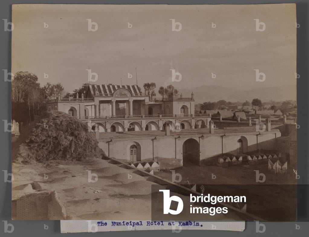 The Municipal Hotel at Kasbin, late 19th-early 20th century (b/w photo)