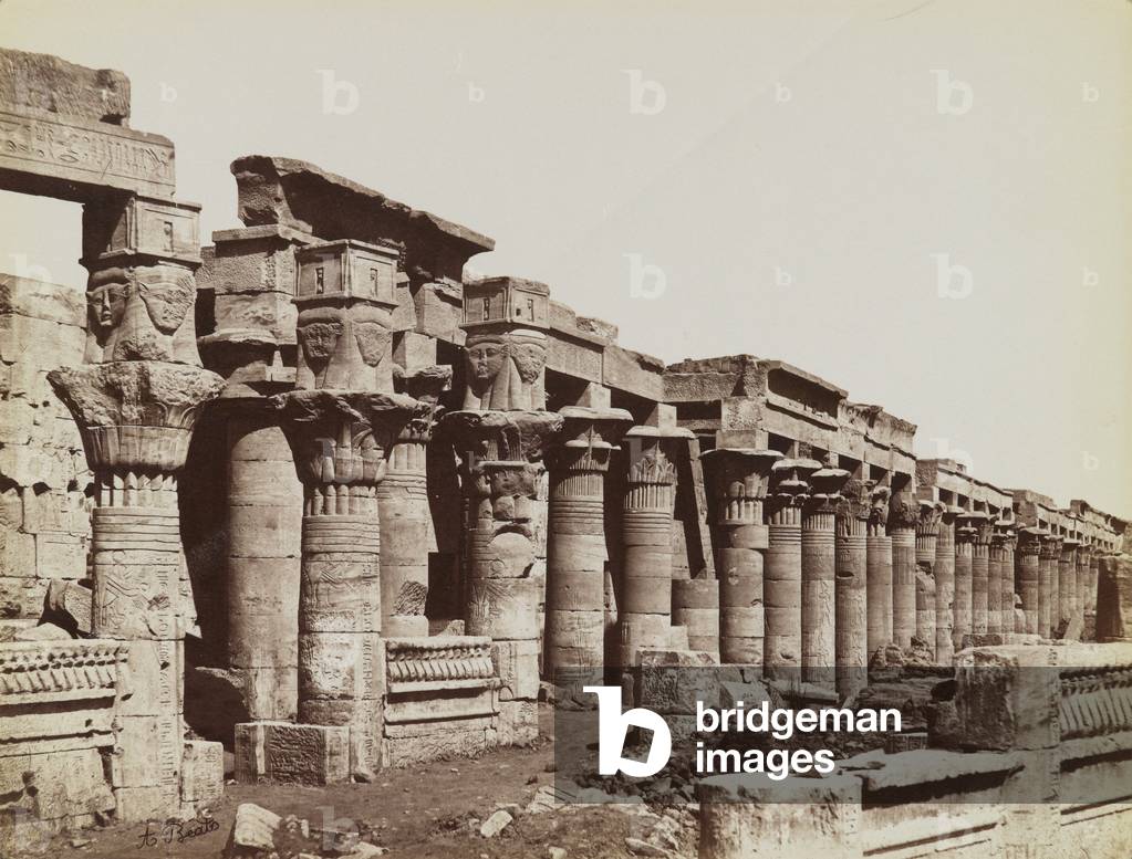 Philae, view from the southeast of the West Colonnade at the Temple of Isis, 19th century (albumen silver print)